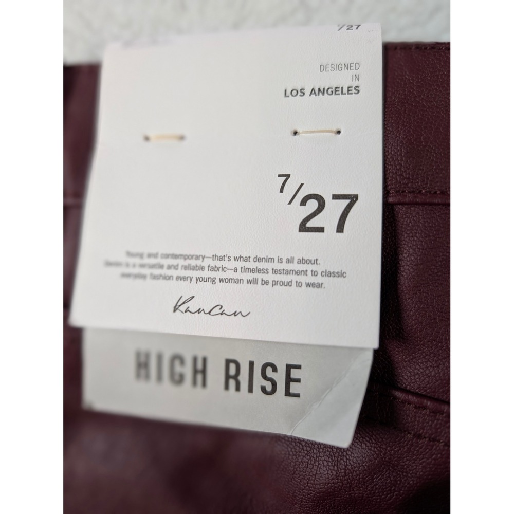 KanCan High Rise Faux Leather Skinny Pants Burgundy Ankle Zip KC7328MA Size 7/27 - Picture 12 of 13